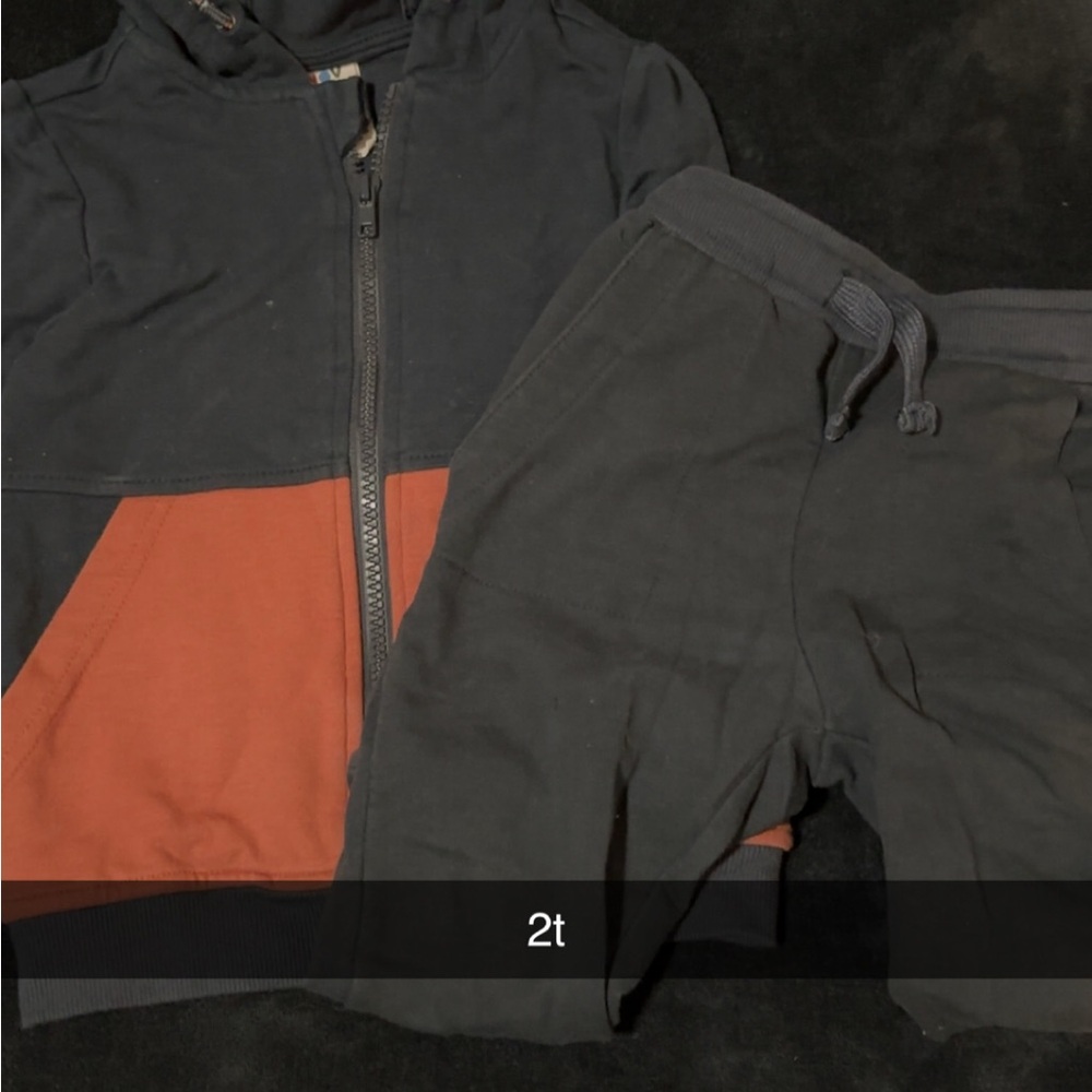 Toddler Black and Orange Hoodie Set